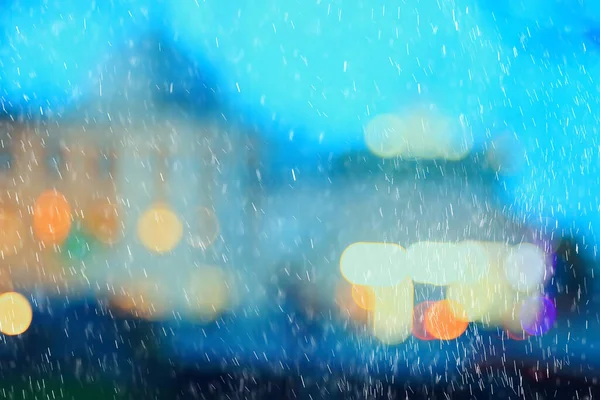 rain city lights weather concept background