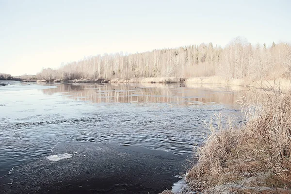 Freezing River November December Seasonal Landscape Nature Winter — Stock Photo, Image