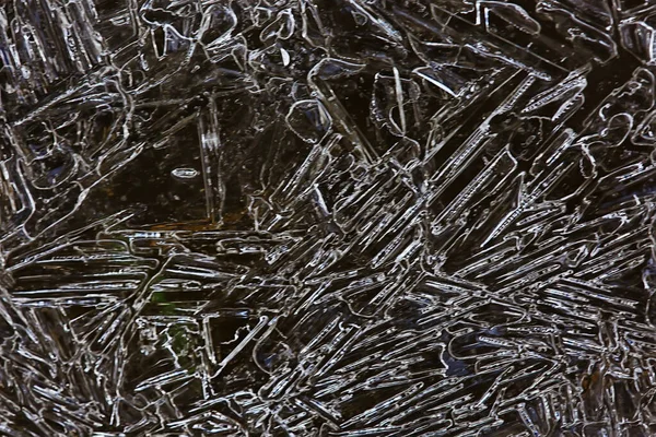 テクスチャアイスクラック白い氷の結晶冬の霜の背景 — ストック写真