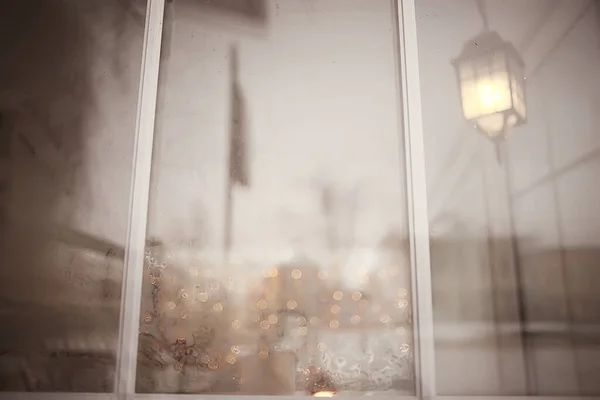 Рождественский Дизайн Украшения Окна Абстрактное Окно Зимний Фон Доме — стоковое фото