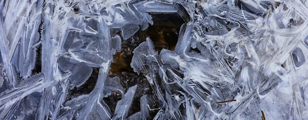 Texture Ice Cracks White Ice Crystals Winter Frost Background — Stock Photo, Image