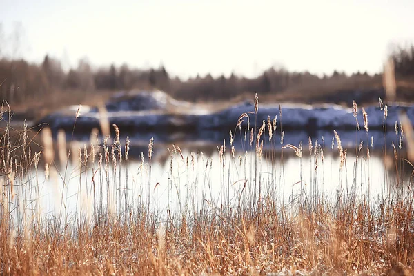 Congelación Del Río Noviembre Diciembre Paisaje Estacional Naturaleza Invierno — Foto de Stock