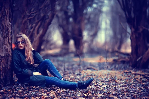 Romántico Retrato Otoño Modelo Mujer Otoño Aspecto Estacional Exterior Tiempo — Foto de Stock