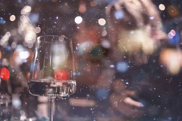 Restaurant Tafel Uitzicht Avond Wijnglas Vrienden Het Feest — Stockfoto