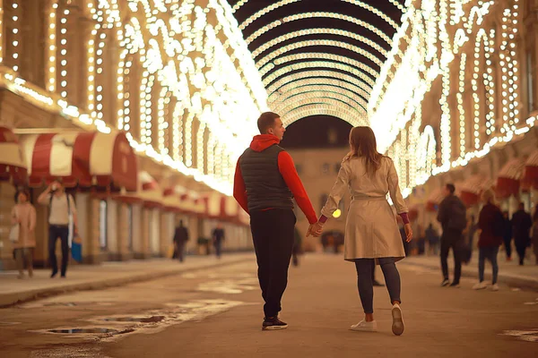 Couple Love Moscow Night Winter Young Family Evening Winter Moscow — Stock Photo, Image