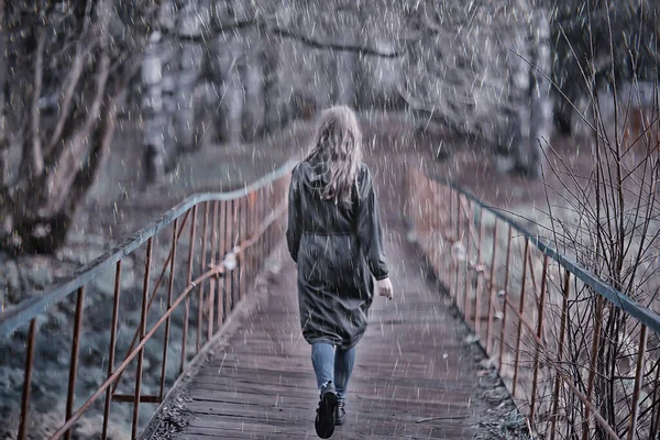 Romantische Herbst Porträt Des Modells Frau Herbst Saisonalen Blick Nach — Stockfoto