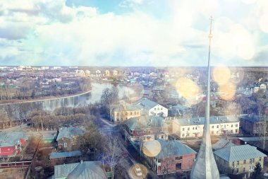 bahar manzarası Vologda manzarası, kilise ve katedral, Rusya ortodoksluk mimarisi manzarası