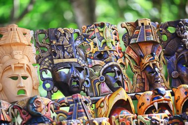 Cancun, Meksika - 23 Kasım: Cancun 'da Maya hatıraları, 23 Kasım 2019 Cancun, Meksika