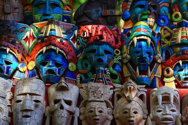 Cancun, Meksika - 23 Kasım: Cancun 'da Maya hatıraları, 23 Kasım 2019 Cancun, Meksika