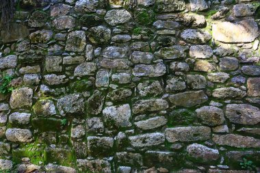 Duvar işi Maya antik şehri, soyut arka plan eski taş arkeoloji duvarı Meksika 'da