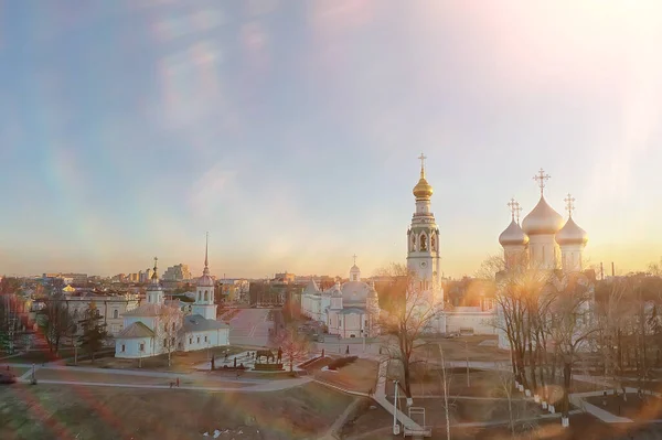 Vista Superior Primavera Paisaje Vologda Iglesia Catedral Vista Arquitectura Ortodoxa — Foto de Stock