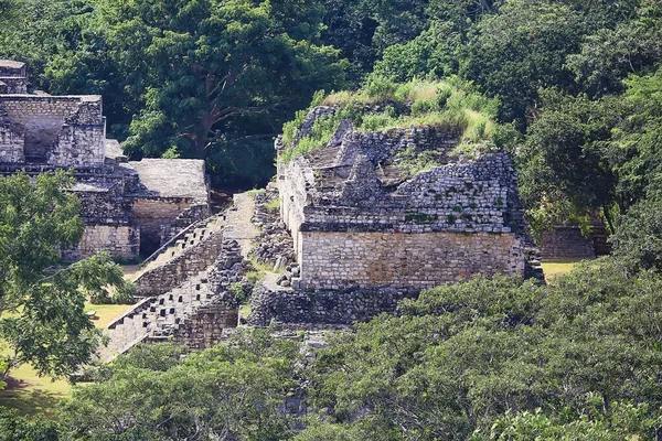 Πυραμίδες Του Μεξικού Μάγια Αρχαία Πόλη Τοπίο Προ Κολομβιανή Αμερική — Φωτογραφία Αρχείου