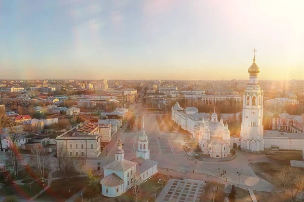 Vista Superior Primavera Paisaje Vologda Iglesia Catedral Vista Arquitectura Ortodoxa —  Fotos de Stock