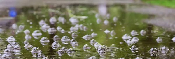Rain Puddle Circles Aqua Abstract Background Texture Autumn Water — Stock Photo, Image