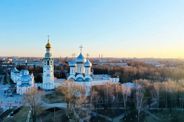 Vista Superior Primavera Paisaje Vologda Iglesia Catedral Vista Arquitectura Ortodoxa — Foto de Stock