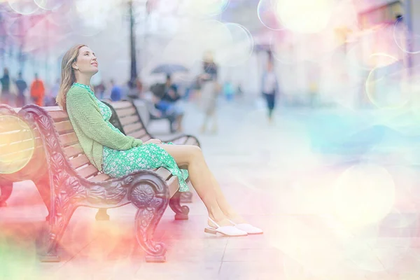 Porträt Einer Romantischen Frau Der Stadt Schöne Frau Stil Elegante — Stockfoto