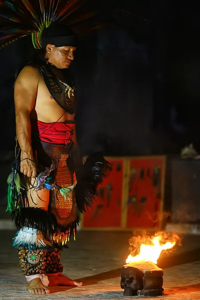 Cancun México Nov Representación Danza Ritual Los Indios Mayas Cancún — Foto de Stock