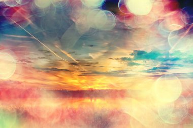 Yaz günbatımı gölü, doğa, güzel gökyüzü