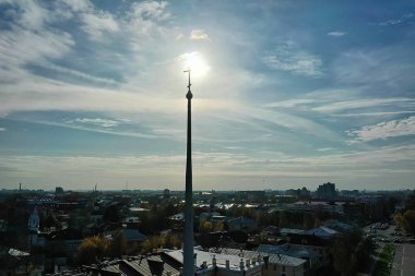 Sonbahar Vologda Kremlin, İHA üst görünümü, Rusya dini Hristiyan kilisesi