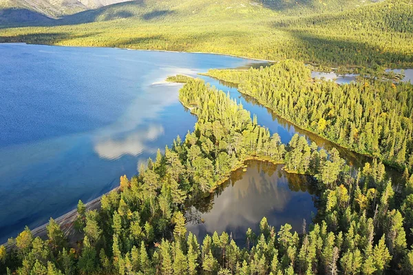 Vista Del Otoño Del Río Desde Bosque Drones Vista Aérea —  Fotos de Stock