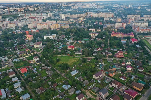 Rusya Küçük Evler Bahçeler Insansız Hava Aracı Manzaralı Bahçeler — Stok fotoğraf