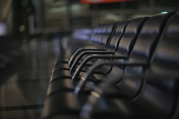 Sillones Noche Vacía Aeropuerto Concepto Transporte Espera —  Fotos de Stock