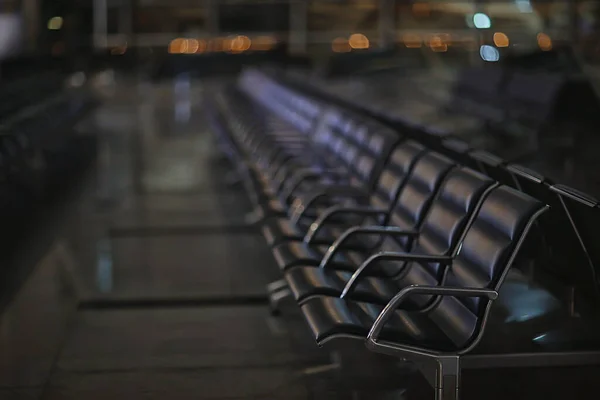 Armchairs Empty Night Airport Concept Transportation Waiting — Stock Photo, Image