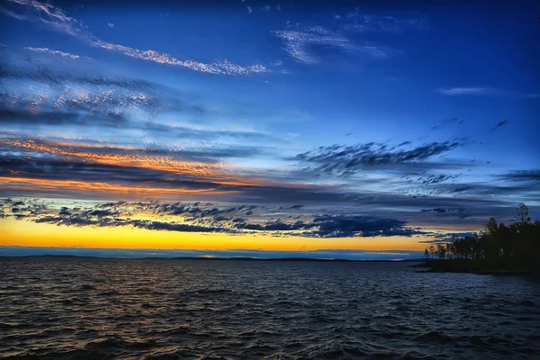 夏の夕日湖自然美しい空 — ストック写真