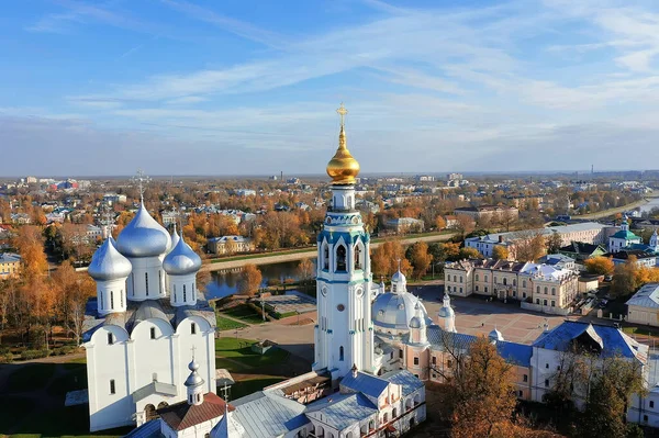 Höst Vologda Kreml Drönare Ovanifrån Ryssland Religion Kristen Kyrka — Stockfoto