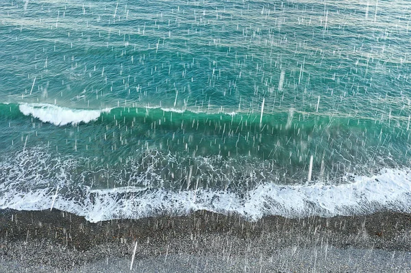 Θάλασσα Surf Drone Άποψη Τοπίο Παραλία Ταξίδια Μπλε Κύματα Νερού — Φωτογραφία Αρχείου