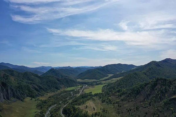 Altai Mountains Panorama View Drone Hill Nature View Russia Landscape — Stock Photo, Image