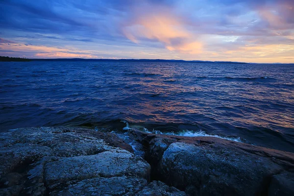 Verano Puesta Del Sol Lago Naturaleza Hermoso Cielo — Foto de Stock