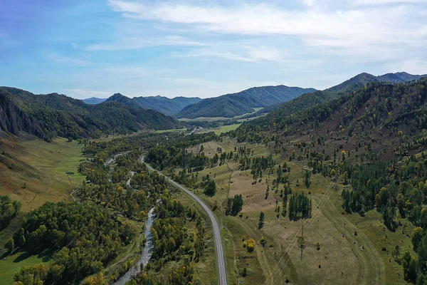 Summer Road Top View Drone Nature Landscape Background — Stock Photo, Image