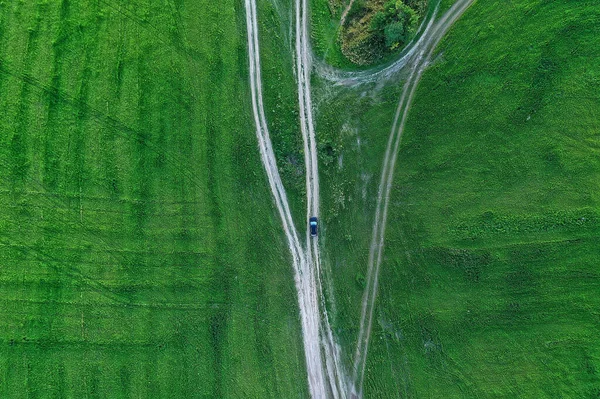 Sommer Straße Draufsicht Drohne Natur Landschaft Hintergrund — Stockfoto