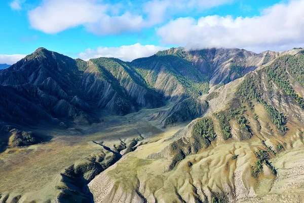 Altai Hory Panorama Pohled Drone Kopec Příroda Pohled Ruskou Krajinu — Stock fotografie