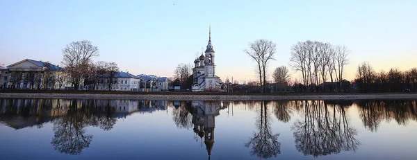 Church River Panorama Vologda Landscape Orthodoxy Tourism Russia — Stock Photo, Image