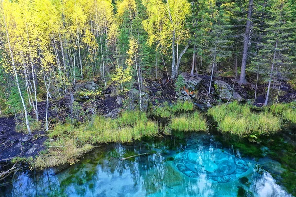 Gejzír Jezero Altai Letecký Pohled Dronu Modré Jezero Krajina — Stock fotografie