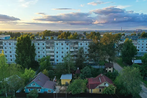 Rusya Küçük Evler Bahçeler Insansız Hava Aracı Manzaralı Bahçeler — Stok fotoğraf
