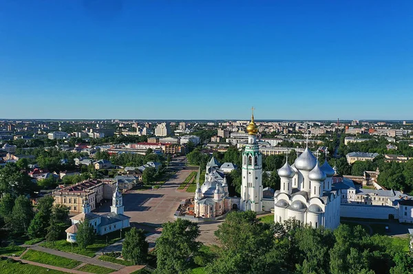 Herfst Vologda Kremlin Drone Top View Russische Religie Christelijke Kerk — Stockfoto