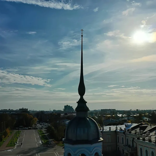 Podzimní Vologda Kremlin Drone Top View Ruské Náboženství Křesťanský Kostel — Stock fotografie