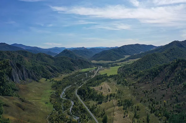 Summer Road Top View Drone Nature Landscape Background — Stock Photo, Image