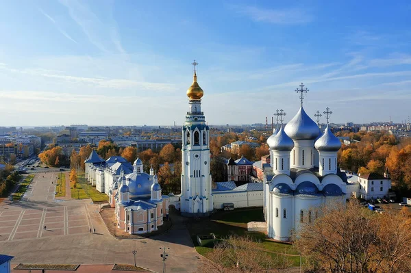Automne Vologda Kremlin Vue Dessus Drone Religion Russe Église Chrétienne — Photo