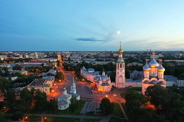 秋天的Vologda Kremlin 无人俯瞰 俄罗斯宗教基督教教堂 — 图库照片