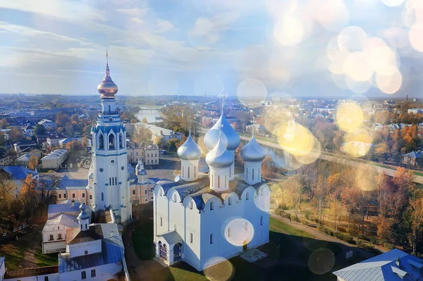 Outono Vologda Kremlin Drone Vista Superior Religião Russa Igreja Cristã — Fotografia de Stock