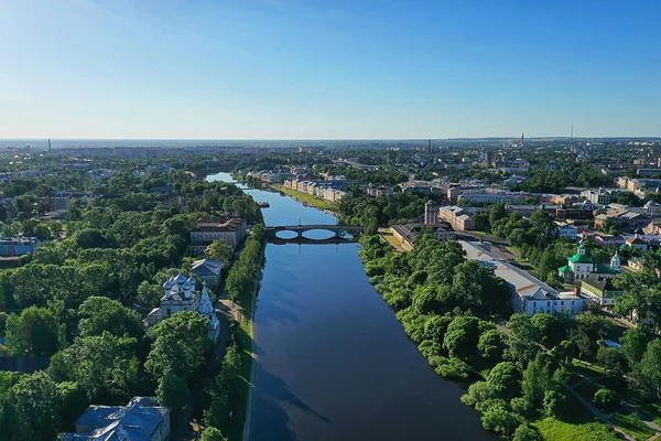 Vologda Vista Della Città Drone Edifici Architettura Viaggio Provincia Russia — Foto Stock