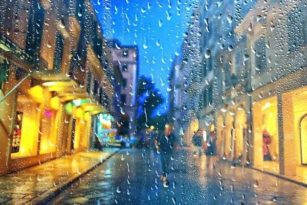 rain night city abstract background, wet dark street