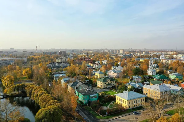 Herfst Vologda Kremlin Drone Top View Russische Religie Christelijke Kerk — Stockfoto