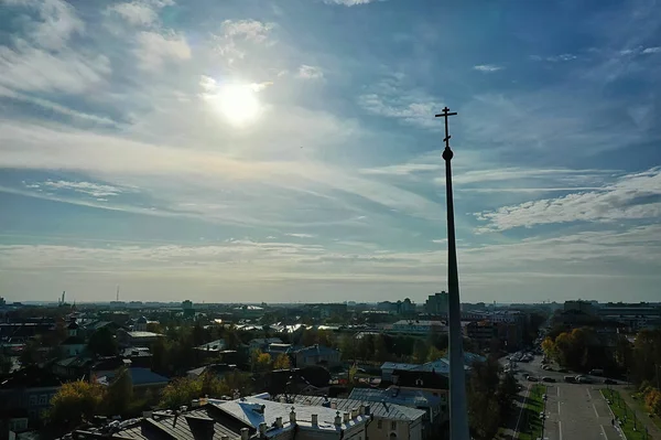 Automne Vologda Kremlin Vue Dessus Drone Religion Russe Église Chrétienne — Photo