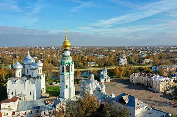 Autunno Vologda Cremlino Drone Vista Dall Alto Russia Religione Chiesa — Foto Stock