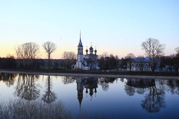 Igreja Rio Panorama Vologda Paisagem Ortodoxia Turismo Rússia — Fotografia de Stock